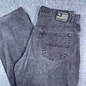 Polo Jeans Co Ralph Lauren Banner Jeans Mens 36x34 Relaxed Fit Faded Black Baggy